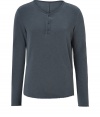 Lend a laid-back look to your casual cool staples with Closeds ultra soft cotton henley - Round neckline, long sleeves, henley button placket - Classic slim fit - Wear with favorite jeans, a flannel and lace-ups