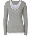 Essential for layered looks, Majestics tank/tee combo is a must for your casual cool staple wardrobe - Longer ivory tank, heather grey scoop neck long sleeve tee - Loosely form-fitting - Team with favorite jeans and statement fashion sneakers