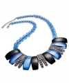 Fashion-forward with a futuristic feel. This statement necklace from Bar III captivates with blue and black resin stones with acrylic accents. Crafted in rhodium-plated mixed metal. Approximate length: 20 inches + 2-inch extender. Approximate drop: 1-3/4 inches.