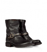 Add instant trend-right edge to your casual ensembles with these luxe leather ankle boots from celeb favorite shoe line Fiorentini & Baker - Slightly upturned rounded toe, chunky leather heel, stud-detailed ankle strap, side zip closure - Wear with denim cut offs, a floral mini-dress, or skinny jeans and an oversized top