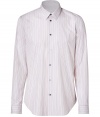 Stylish wicken white sport shirt from Marc by Marc Jacobs - Dress up your day look in this sophisticated cotton button down - Subtle striped shirt with a small spread collar, contrasting buttons, and a slim, modern silhouette - Style with trousers, a blazer, and dress shoes