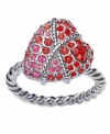 Youthful romance. Swarovski's Roxanne Ring offers a chic interpretation of the heart with sparkling light Siam and rose crystal pave, it's romantically wrapped in a refined rope effect. Crafted in silver tone mixed metal. Size 7.