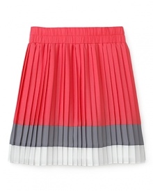 Bold colorblocks and delicate pleats combine to create a beautifully textured skirt, designed by Aqua Girls'.