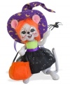 Have some squeaky clean Halloween fun with Annalee's trick-or-treat witch mouse. A pumpkin for treats and starry-sky hat disguise a perfectly innocent creature.