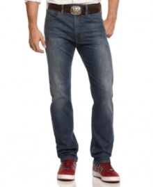 Get some elevated denim style with these faded-wash jeans from Armani Jeans.