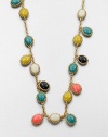 A colorful design with cabochon links surrounded in a rope setting on a link chain, perfect for a wrapped look. Plastic stonesGoldtoneLength, about 45Slip-on styleImported 