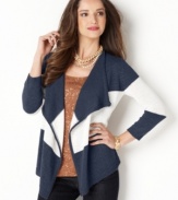 Simply chic and totally easy, this colorblocked Charter Club cardigan is an on-trend topper. Try it with jeans and a sparkly tee!