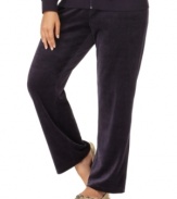 Lounge in the luscious feel of Calvin Klein's plus size velour pants, featuring a drawstring waist.