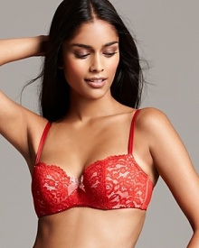 Double straps provide added support to this sophisticated lace balconette bra from B.tempt'd by Wacoal.