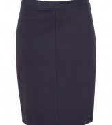 Elevate your office-ready style in this flattering pencil skirt from DKNY - High waist, front seam detail, back slit, concealed back zip closure, slim fit - Wear with a cashmere pullover or oversized blouse and classic pumps