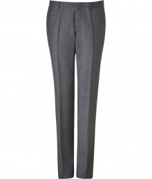 Ultra sleek, these slim wool-and-cashmere pants are an urbane-cool essential - Flat front, belt loops, off-seam pockets, back welt pockets with buttons, creasing at legs - Slim fit, 19cm ankle opening - Style with a matching blazer and a solid button-down for work or play style