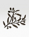 Symbolizing peace and harmony, the olive branch and its graceful leaves intertwine to form a striking trivet. From the Olive Branch CollectionOxidized bronze1H X 9¼W X 10LHand washImported