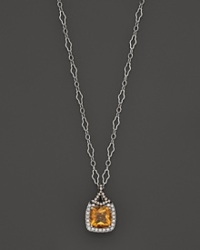 Badgley Mischka Citrine Pendant Necklace With White And Brown Diamonds, 18