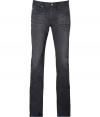 An essential staple in cool washed grey denim, Adriano Goldschmieds slim fit jeans are a must for casual daytime looks - Soft yet ultra-durable denim, classic five-pocket, zip fly, button closure, belt loops - Slim straight leg - Sleek and versatile, pair with everything from tees and sneakers to button-downs and lace-ups