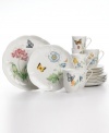 A Lenox classic, the Butterfly Meadow dinnerware and dishes set features whimsical butterflies and blooms on scalloped white porcelain. Service for six with unique mix-and-match nature motifs spreads springtime cheer from one season to the next.