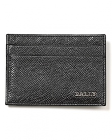 A beautifully-crafted card case from Bally, with attached silvertone money clip with logo engraving.