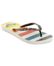 Kick back while sipping Mimosas by the pool. Roxy's Mimosa flip flops have cool stripes or trendy animal prints for style that's all about the patterns.