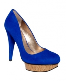 Push the envelope. The Capone pumps by BCBGeneration go sky high on a unique cork platform and heel covered in suede.