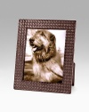 Hand-woven Intrecciato nappa leather gives a favorite photo the presence it deserves. Accommodates a 8 X 10 photograph Overall, 12½ X 10½ Made in Italy