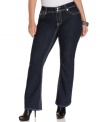 Featuring a dark wash, Seven7 Jeans' plus size flared jeans are must-haves for your casual style.