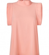 With a 60s-style silhouette and sweet apricot hue, Australian design-duo Camilla and Marcs modern tailored top is a cool choice for dressing up your daytime looks - Stand-up neckline, wide sleeves, cutout back with closure at nape - A-line silhouette - Wear with a pencil skirt, bright flats and a sleek leather handbag