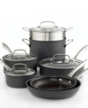 Excellence and convenience collide in a superior collection of pots, pans and all of the pieces you need for a professional kitchen. Using superior technology, this set combines hard-anodized exteriors with a dishwasher-safe long-lasting nonstick finish to deliver expertly-cooked masterpiece meals and hassle-free clean-ups. Lifetime warranty.  Qualifies for Rebate