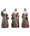 It's that time of the year again...Santa Claus it comin' to town! This delightful trio of Santa figurines are perfect as a set or to disperse throughout your home for that extra bit of holiday cheer.