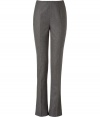 Luxurious pants in a fine, grey heather wool-cashmere blend - New, high-waisted fit, flat front with darts - Slim legs, very slightly flared at the bottom - Figure flattering pleats - Wonderfully elegant and fashionable, yet simple, perfect for the office - Awesome  24/7 - Wear these pants in the office with a bow blouse and cardigan, in the evening with a silk top and biker jacket