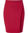 Streamlined chic, this faux-wrap wool-blend skirt from LAgence adds a trend-right kick to your workweek look - Slim waistband, pencil silhouette with an asymmetric draped overlay, fitted, concealed side zip closure - Pair with a sleek button down, a blazer, and classic pumps