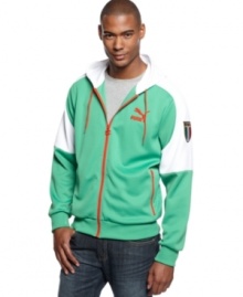 Stand out even when you go casual with this sharp hooded jacket from Puma.