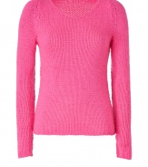 Vibrant color and warmth in one - Fashionable knit sweater in neon pink with moderately-wide stitches - Slim cut with round neck and long sleeves - Wear with bold-patterned skirt and moto boots for an art opening, with a pencil skirt and knee-high boots for the office, or with jeans, flats and a stylish shopper for the weekend