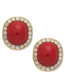 The look of love. These stud earrings from Charter Club are crush-worthy with red plastic stones surrounded by clear accents. Crafted in gold tone mixed metal. Approximate diameter: 3/4 inch.