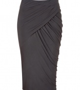 Edgy-cool shadow twisted draped skirt from Donna Karan - Bring some downtown-ready style to your evening look with this chic skirt - Figure-hugging pencil silhouette, twist asymmetrical drape detail, pull-on style - Wear with opaque tights, a form-fitting top, a draped leather jacket, and sculptural heels