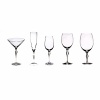 Balans glasses have sensuous, tear-shaped stems, lending perfect balance to form and hand. Shown left to right: martini, flute, wine, goblet, iced beverage.