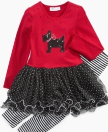 A sweet little Scotty on the front of this tutu dress from Bonnie Jean gives her a look she'll love to rock.