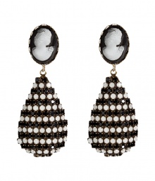 With their shimmering crystals and modern monochrome mix, Dannijos drop earrings are a chic way to dress up day and evening looks alike - Wear with everything from casual knits and jeans to fun cocktail dresses