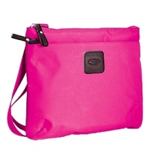 Waterproof treatment given to bag for more durability. Features leather trim and zip top closure. Outside zipper pocket.