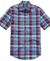 The perfect complement to your casual warm-weather look, this plaid woven from Ecko Unltd is a spring staple.