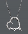 Because she deserves a little bit of sparkle, show her you care this Mother's Day with a special gift. Pendant features an open-cut heart design, the word MOM, and sparkling diamond accents. Crafted in sterling silver. Approximate length: 18 inches. Approximate drop: 3/4 inch.