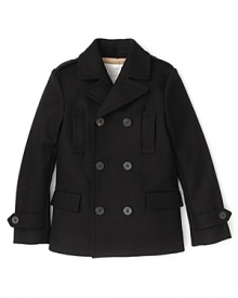 A classic style that's as sophisticated for little ones as it is for adults, this Burberry pea coat is a timeless staple.