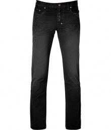 Detailed in a cool urbane black wash, Prps broken-in jeans guarantee an effortless edge to you outfit - Classic five-pocket style, button fly, button closure, belt loops, broken-in detailing throughout - Straight leg - Wear with favorite tees and fashion sneakers