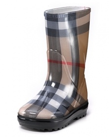 Puddle splash in style in Burberry check rain boots.