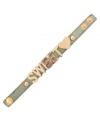 Show your love with BCBGeneration's Sweet Heart bracelet. Made of painted grey leather, it features gold-tone letters and a snap closure. Approximate length: 8 inches.