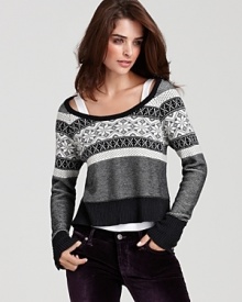 Boasting a trend-perfect (and always classic) Fair Isle pattern, this C&C California sweater features buttons down the back for an unexpected twist.