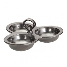 Present everything from cocktail garnishes to an assortment of spreads in this trio of sturdy, pewter-finished stoneware bowls from Juliska. A ring-shaped handle makes it easy to transport.