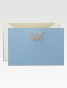 Distinctive hand-engraved set of 10 flat cards, each a symbol of courage and strength with signature bald eagle, from Crane's design library, perched on top.Set of 10 cards and envelopesApprox. 4¼ X 6 Made in USA