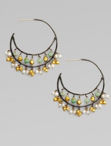 EXCLUSIVELY AT SAKS.COM Delicate double hoops of blackened sterling silver dangle tiny beads of Peruvian opal, cultured pearls and 18k gold in this delightful design.Peruvian opal Cultured pearls 18k yellow gold Sterling silver Diameter, about ½ Post back Imported