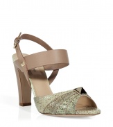 Classic with a twist  these Valentino python sandals feature a retro-inspired shape and a tough-meets-chic front stud detail - Python front with stud, large front ankle strap with back buckle closure and stud detail, chunky heel - Style with a ladylike dress, a cropped cardigan, and a python satchel