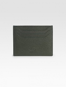 Pebbled Italian leather card case is fashioned with signature logo detail.Five card slotsLeather4W x 3HMade in Italy