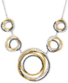 A shapely mix of sparkle and shine. Genevieve & Grace's chic circular necklace combines sterling silver and 18k gold over sterling silver with glittering marcasite accents. Approximate length: 17 inches. Approximate drop: 3/4 inch.